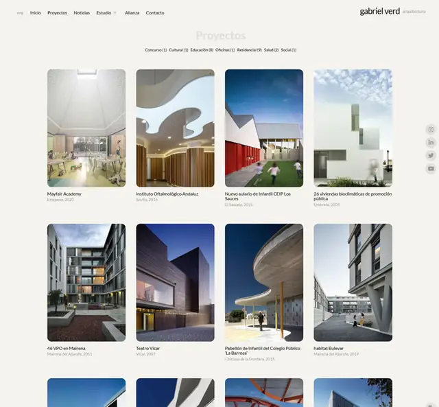 Comunicación de arquitectura y diseño web: web de Gabriel Verd arquitectura diseñada por Nacho Villegas